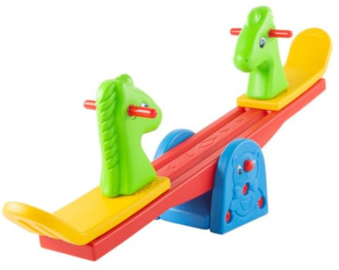 Hey Play Teeter Totter with Easy-Grip Handles, Multicolor, 57” x 12” x 21”