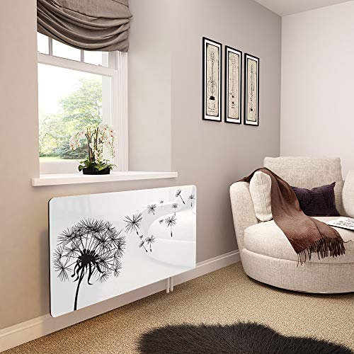 Glass Radiator Cover Printed - Dandelion On White - Made by Premier Range in 1420mm Wide x 640mm High