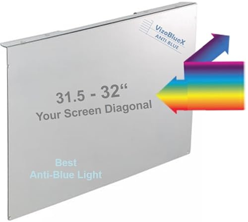 VizoBlueX 31.5 to 32 inch Universal Blue Light Screen Protector for Computer Monitor and TV. Filter & Damage Protection Panel (28.5 x 17.1 inch) Blocking UV for Displays