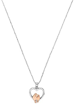 Amor Kette mit Anhänger 925 Sterling Silber Damen Sets, mit Zirkonia synth., 45 cm, Bicolor, Vogel, Kommt in Schmuck Geschenk Box, 2026065