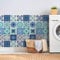 WALPLUS Credence Adhesive pour Cuisine Carrelage Adhesif Mural Salle de Bain Carreaux Adhesif Résistant à la Chaleur Bleu Turquoise Méditerranée 24pcs 15cm(6)