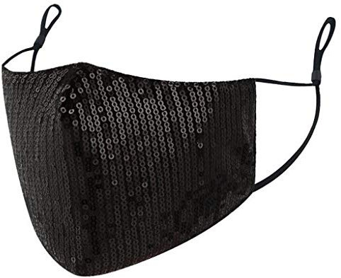 Lulupi Glitzer Mundschutz Multifunktionstuch Glänzend Mund-Nasenschutz Waschbare Baumwolle Maske Atmungsaktiv Stoffmaske Mode Pailletten Bandana Halstuch Schals für Abend Party Wedding