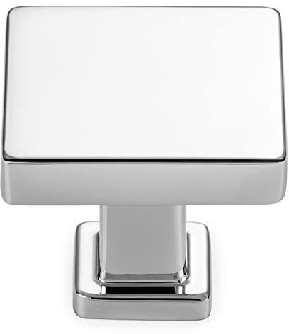 KOOFIZO 10 Pack Polished Chrome Cabinet Knobs Chrome Drawer Knobs K08 Square Single Hole Cabinet Pulls for Cabinets Drawer Dresser Cupboard Bedroom Closet Bathroom Vanity