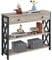 Yaheetech Grey Console Table with Drawer, Vintage Entry Table Slim Sofa Side End Table with 2 Storage Shelves for Living Room and Hallway, Metal Frame, 100x29.5x81cm