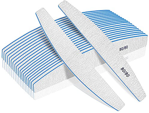 Nagelfeilen für Acrylnägel, Körnung 80/80, Nagelfeile für Poly-Nagelverlängerung, Gel, Schmirgelbretter, Nagelfeilen, doppelseitig, grob, waschbar, Nagelfeile, Maniküre-Werkzeuge für Zuhause und