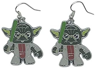 Jedi Master Figure Charm French Wire Earrings