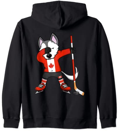 Dabbing Husky Canada Eishockey-Liebhaber Trikot Wintersport Kapuzenjacke