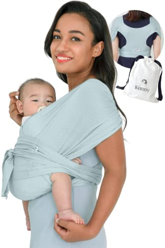 Konny Babytrage Original AirMesh – passgenaue Babytrage, problemlos, einfach zu tragen, perfekt für Neugeborene bis zu 20 kg (Mint, S)