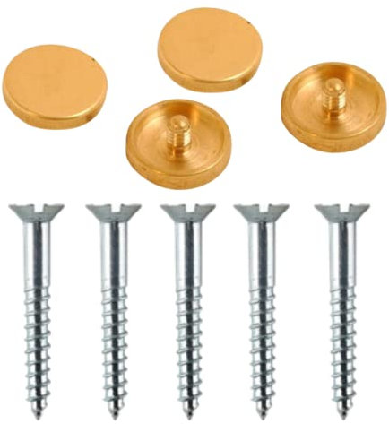 32mm Mirror Screw Brass Flat Screw Caps Mirror Screws with Decorative Cap Covers Mirror Screws Fitting Set for Mirror Tables Bath Plates Wardrobes Glass Signs Pack of 20.
