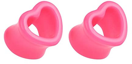 Skcess Ohr Tunnel, Tunnel Set 5mm Rosa 2Pcs Acryl Rosa Herzform Geburtstagsgeschenk Ohr Tunnel 5x5mm