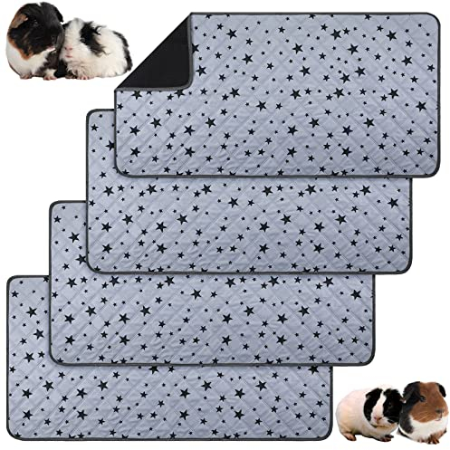 4 Stück Meerschweinchen Käfig Einlagen Fleece Meerschweinchen Einstreu Saugfähig Meerschweinchen PIPI Pads Wiederverwendbar rutschfeste Meerschweinchen Matte mit Stern Muster (24 x 47 Zoll)