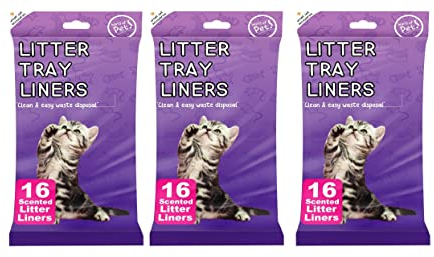 Karrma Ltd. Cat Litter Tray Liners 48 Scented Disposable Bags | Fits To Most Cat Litter Tray Liners (Small - Medium ) Clean & Easy Waste Size (3CM x 7CM), White (KA-CL-48)