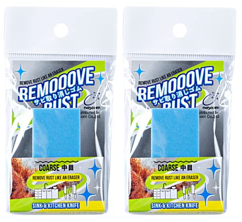 Rust Eraser for Knives Kitchen Stoves Wood Finish and Bicycles Multi Purpouse Cleaning Rubber Eraser Remover Dirt Stains (Coarse) Made in Japan, Set of 2