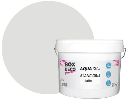 BOX DECO COULEURS Peinture murale acrylique aspect satin Aqua Déco - 10L, Blanc Gris