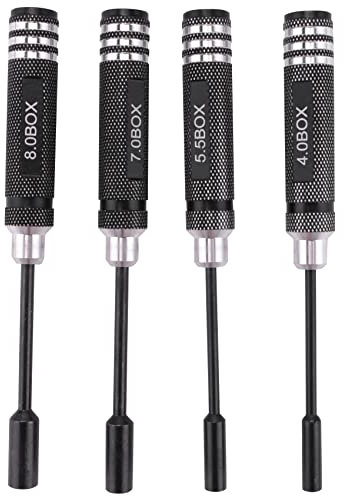 XIAOJUN 4Pcs Hex Nut Drivers Screw Driver Tools Kit Set for RC Helicopter RC Boat Rc, Metal 4.0/5.5/7.0/8.0mm Screwdrivers