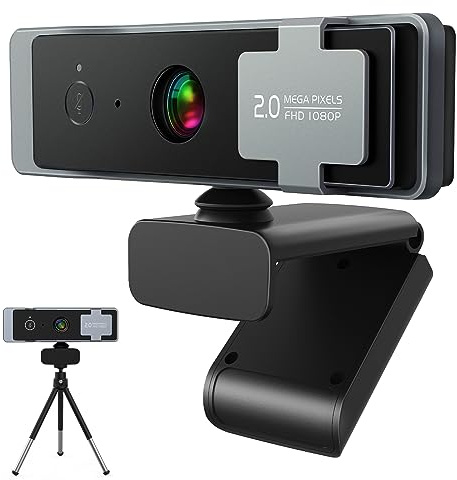 Paobas 1080P Webcam mit Mikrofon, C920 Webkamera, Webcam mit Sichtschutzabdeckung, 90° Ansicht Computerkamera, Plug&Play USB Webcam für Anrufe, Konferenz, Zoom/Skype/YouTube, Laptop/Desktop