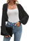 Famulily Ladies Casual Open Front Crop Cardigans Soft Hollow Out Loose Summer Sunproof Tops Cardigans Cover Ups Black L