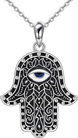 VONALA Hamsa-Halskette für Damen Sterlingsilber Hand der Fatima böser Blick Anhänger Halskette Glücksamulett Hamsa-Hand Schmuck Geschenk für Frauen und Mädchen