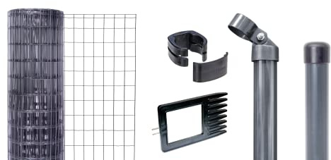 Alberts 669102 Fix-Clip Pro als Zaun-Komplettset, zum Einbetonieren | verschiedene Längen und Höhen - wahlweise in verschiedenen Farben | anthrazit | Höhe 122 cm | Länge 100 m