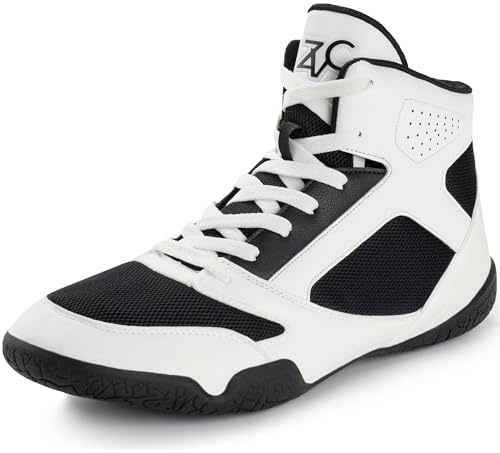 ZVC Wrestlingschuhe für Herren, Boxschuhe für Kampfschuhe, Powerlifting, Bodybuilding, Stiefel, Schuhe, Weiss/opulenter Garten, 41 EU