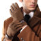 LADYBRO Fischgräten-Tweed-Handschuhe für Herren, Touchscreen, Winter, warm gefüttert, Fahren, Schwarz/Braun, Wollmischung, Retro, 1920er, S-XXL, Braun, Medium