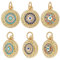 Beebeecraft 1 Box 6 Stück Evil Eye Charms 18K Vergoldet Runde Türkische Schutz Charms Mit Blauem Buntem Zirkonia Kristall Für Die Schmuckherstellung Halskette Armband DIY Handwerk