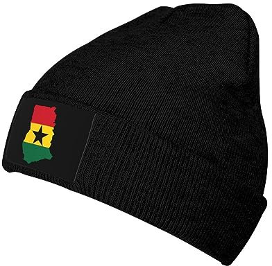 Peiyeety Flagge, Karte von Ghana, Strickmütze, Mütze, Herren, Damen, Sport, warm, trendig, klassisch, Uhrenkappen, Schwarz