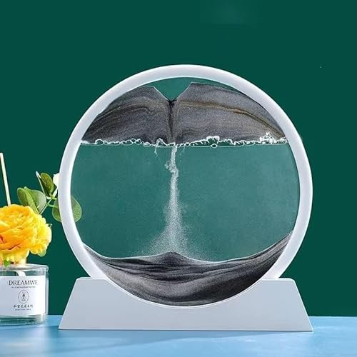 Ornement de bureau d'art de sable en mouvement, ornement de peinture de sables mouvants 12 pouces 3D Art de sable en mouvement Peinture de sablier rond Peinture de sables mouvants Image de bureau Joue