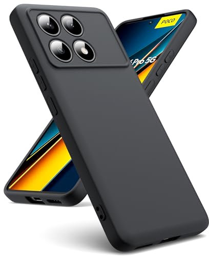 Oududianzi - Cover Compatibile con Xiaomi Poco X6 Pro 5G [Cover in Silicone Liquido] [Interno in Microfibra] Gomma Gel di Silicone Liquida Antiurto Custodia Cover Poco X6 Pro 5G - Nero