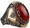 BISONBLUE Ringe Herren Ring Damen Männer Rings Geschenk Herrenring mit rotem natürlichem Achatstein, Vintage-Königskronenringe für Damen, Geschenk 10