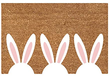 Ostern Fußmatte Willkommensmatte Haustürmatte Bodenmatte Bunt Küche Teppich Osterteppich Hause Türmatte, Hasen Frohe Ostern Fußmatte für Innen & Außen Karotten Kaninchen Hasen Ostern (A, One Size)