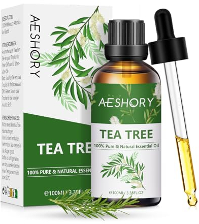 AESHORY Tea Tree Oil 100ml, 100% Pure Natural Australian Tea Tree Essential Oil for Aromatherapy, Skin Care, Hair Growth, Toenail Fungus