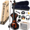 Pyle 4/4 Violino Elettrico Silenzioso con Kit Amplificatore, Violino in Legno Massello con Amplificatore da 10W e Accessori Completi, Strumento a Corde Orchestrale per Principianti e Uso Professionale