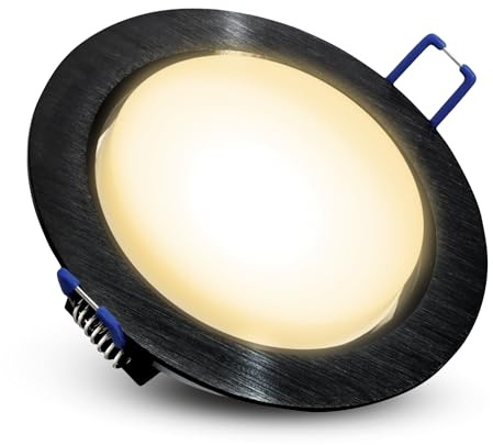 SSC-LUXon RX-3 LED Einbauleuchte rund schwarz GX53 dimmbar 3 Lichtfarben | Dimmbarer Deckeneinbauspot schwarz gebürstet - warm / neutral / tageslicht, inkl. GX53 LED, große Leuchtfläche, nur 25mm