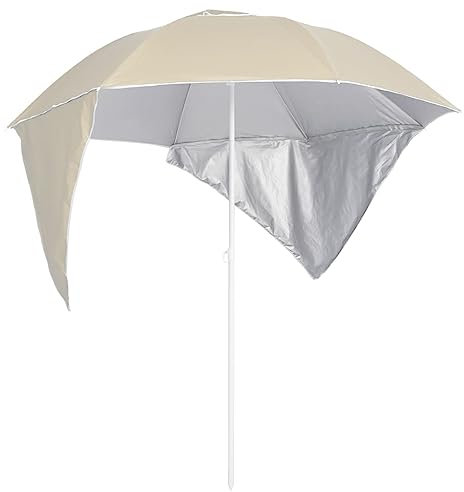 Parasol de playa genérico con paredes laterales arenoso 215 cm, hogar y jardín, césped y jardín, vida al aire libre, sombrillas y velas de sombra, amarillo, 3.31 LB,318836, amarillo