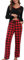 Yukiuiny Pyjama Femme Long Coton Ensemble Vêtement d'Intérieur Tee Shirt Vêtement de Nuit Carreaux Plaid Manches Longues Col V Pantalons de Pyjama Printemps Douce Confortable A-Noir Rouge+Carreaux XL
