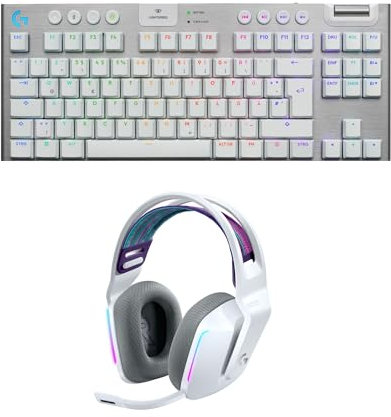 Logitech G G915 X LIGHTSPEED TKL - flache kabellose Gaming-Tastatur mit Double-Shot-PBT-Tastenkappen, taktilen GL-Switches für PC/Mac, DEU QWERTZ, Logitech G733 LIGHT SPEED wireless gaming headset