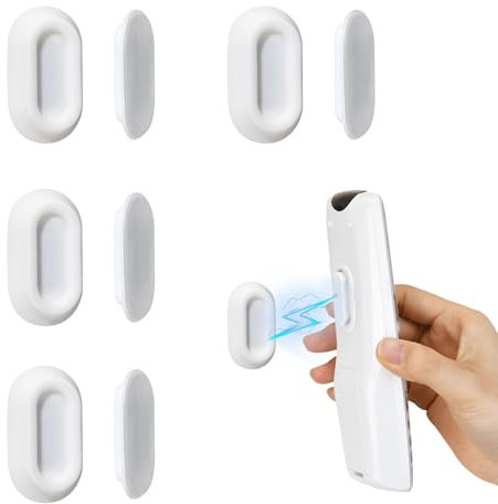 XYOFUN Magnetic Remote Control Holder Wall Mount - 4 Pcs No Drill Self-Adhesive Organizer for Air Conditioner & TV Remotes, Storage Caddy for Televisions Backside - White