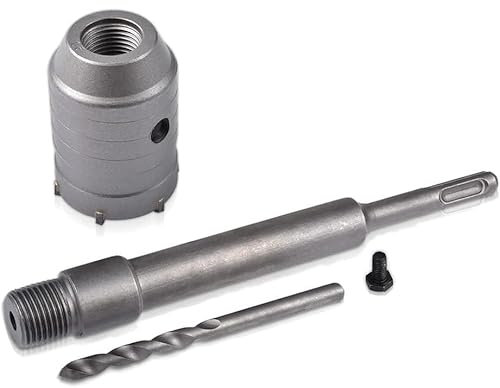 HOHXEN 60mm Scie de Trou de Béton + 200mm Bielle + Perceuse Centrale + Vis de Positionnement, Découpeuse de Trou de Mur pour Brique, Mur de Béton, Orifice de Climatisation, Maçonnerie, Ciment