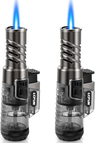 LcFun 2 Stück Sturmfeuerzeug, Feuerzeug Gas Nachfüller, Einzelne Feuerzeug Jetflame, Geschenke für Männer - Butane Nicht INBEGRIFFEN
