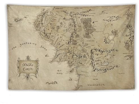 Mittelerd-Karte vom Herr der Ringe Poster, Wandteppich, Schriftrolle, Wandteppich, Kunstgemälde, Bild, Schlafzimmerdekoration, Zuhause, 101,6 x 152,4 cm