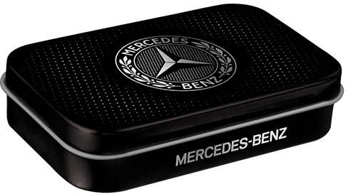 Nostalgic-Art Retro Pillendose XL, 6 x 9,5 x 2 cm, Mercedes-Benz – Service Emblem Blue – Geschenk-Idee für Mercedes-Benz Fans, Original Lizenzprodukt (OLP), mit Pfefferminz-Dragees, Vintage Design
