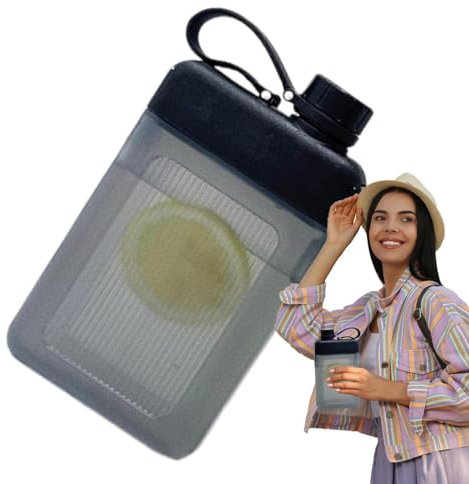 Borraccia piatta, 450 ml, alla moda, sottile, bottiglia quadrata per sport, attività all'aperto, sport, campeggio ed escursionismo