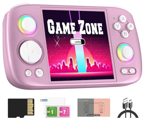 RGCube Console di gioco portatile Android 13 Game Player 4.9 IPS 128GB TF Card Unisoc T820 RGB Illuminazione (Radiant Purple)