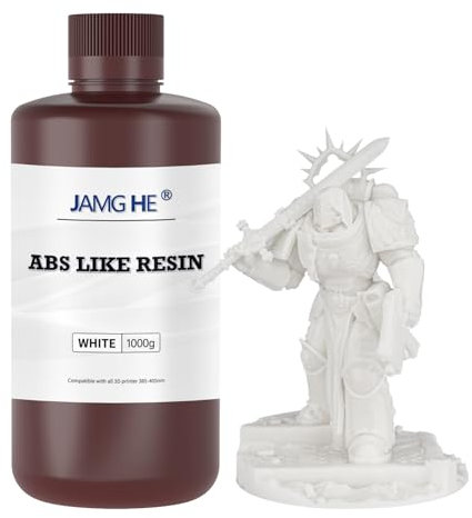 ABS-Like 3D Printer Resin 1 kg, 405 nm UV-Curing Standard Photopolymer Quick Resin for LCD/DLP/SLA 3D Printing, Non-Brittle & High Precision White