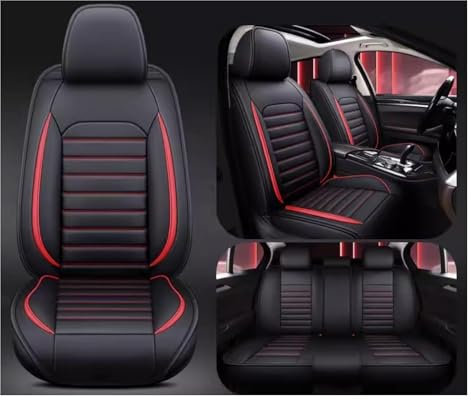 EKEGUY Autositzbezüge Sets Universal Für Renault Clio 2019-2024, Auto Sitzbezüge 5 Sitze Leder wasserdichte Auto Sitzbezügesets Autositzschoner Auto Sitzkissen Schonbezüge(Red)