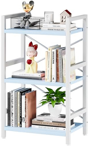 Homeiju 3 Etagere Bücherregal, Industriell, Retro - Metall, Poliert - 3 Shelves - Freistehend - Schlafzimmer