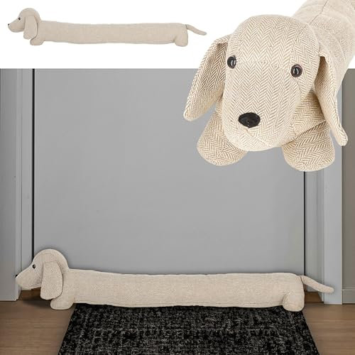 Boudin de porte en polyester - 85 x 20 x 10 cm - Beige - Pour fenêtres et portes - 1 boudin de porte beige