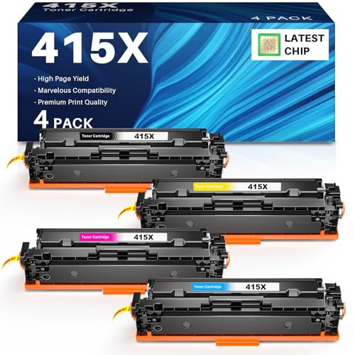 INK4U 415X Toner (Mit Chip) Kompatibel für HP 415A 415X Kompatibel für HP Laserjet Pro M454dw, M454dn, MFP M479fdw, M479fdn, M479dw, Enterprise M455dn, M480f (4er-Pack, W2030X W2031X W2032X W2033X)