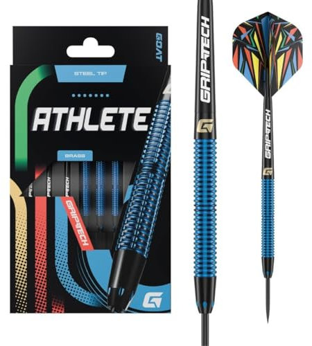 GOAT - Athlete Blau Messing Steeldarts 12 G, inkl. 3 Barrels, 3 Flights & 3 Shafts